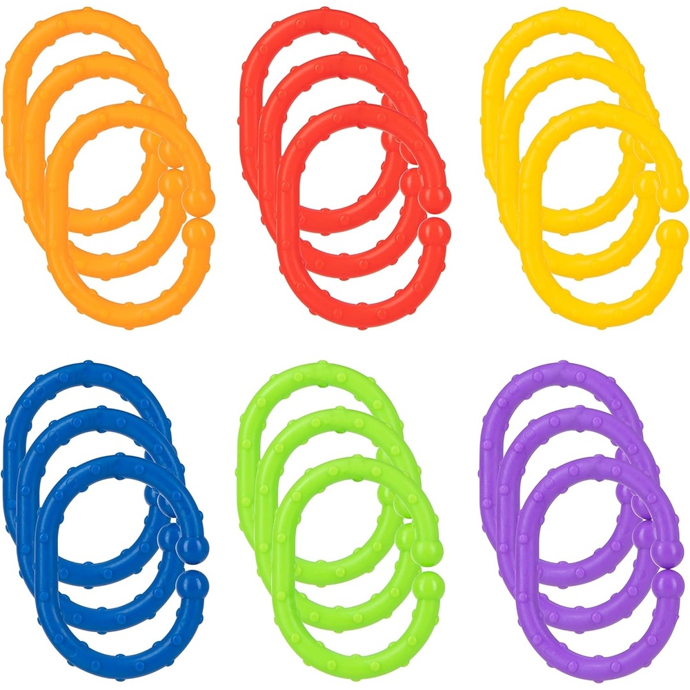 image:imageNuby Linkables Attachable Links for Strollers Car Seats and Travel Black Grey and WhiteRainbow