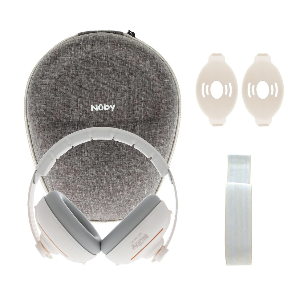 image:imageNuby Soft Sounds 2in1 NoiseCanceling Baby Earmuffs with Travel Case Adjustable Noise Protection for Infants and Toddlers WhiteWhite