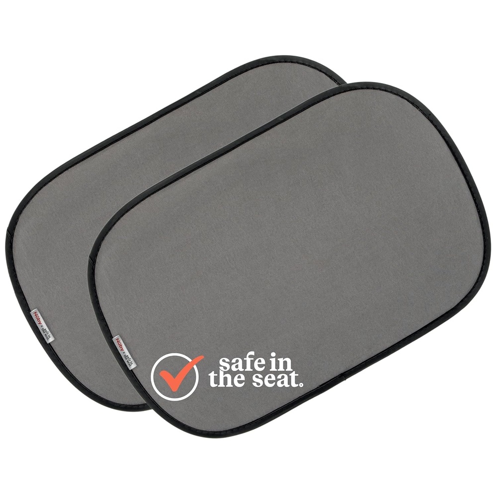 image:imageNuby x Safe in The Seat PopOpen Car Sun Shades 2 Piece Set Static Cling Window Shades for Baby in Car UV Protection Easy Install and Universal Fit