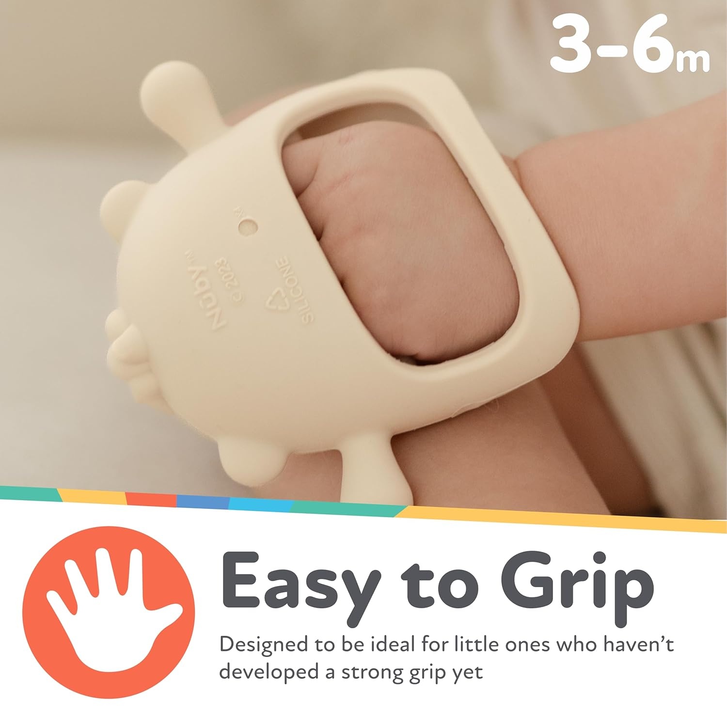 image:imageNuby Silicone Wrist Teething Mitten Baby Teether Ring 3 Months Provides Teething Relief for Babies and Toddlers Brown MonkeyBrown Bear