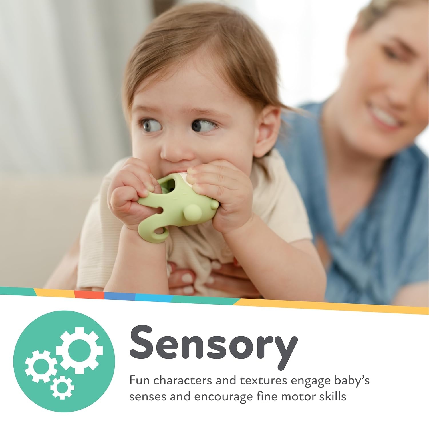 image:imageNuby Silicone Wrist Teething Mitten Baby Teether Ring 3 Months Provides Teething Relief for Babies and Toddlers Brown MonkeyBrown Bear