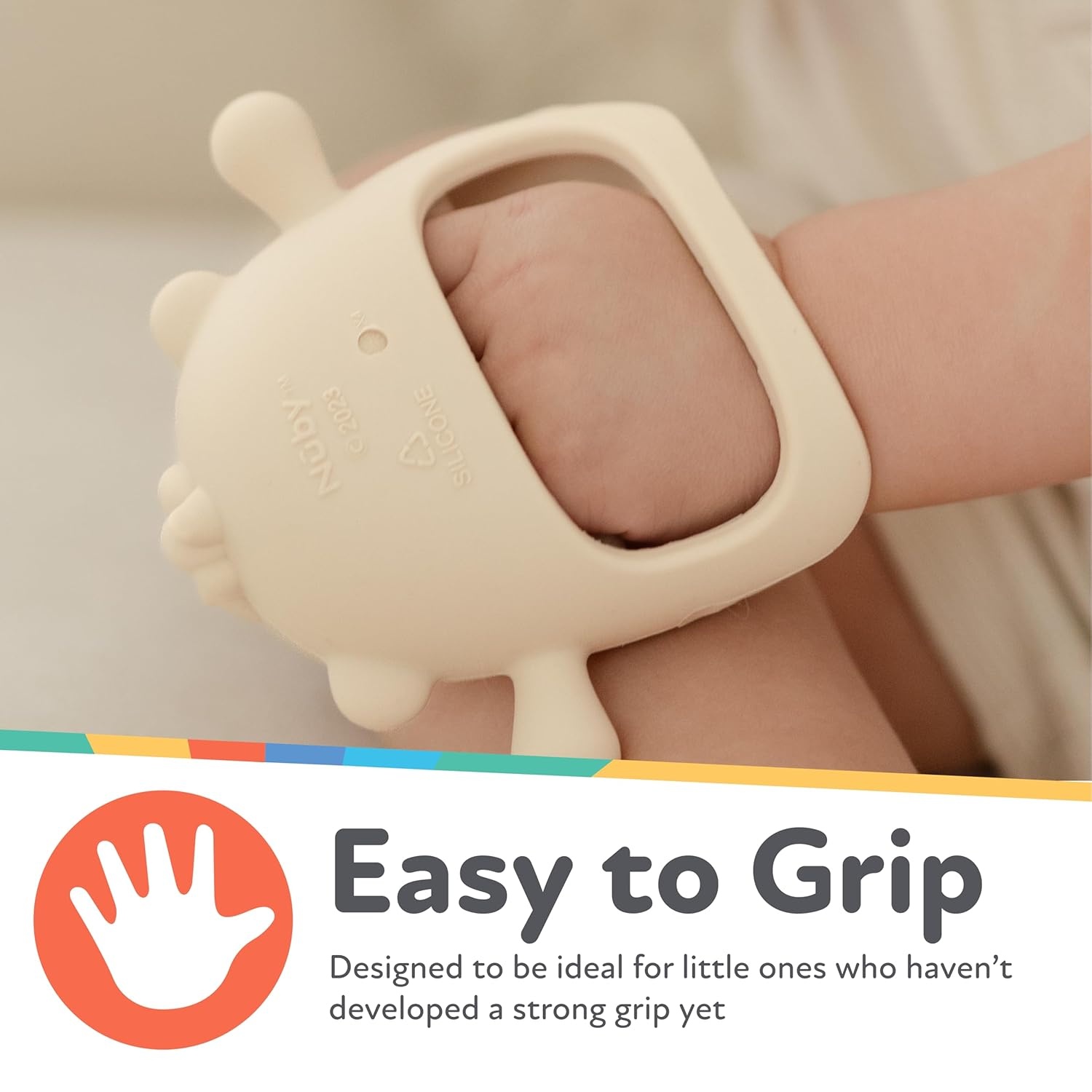 image:imageNuby Silicone Wrist Teething Mitten Baby Teether Ring 3 Months Provides Teething Relief for Babies and Toddlers Brown MonkeyBrown Monkey