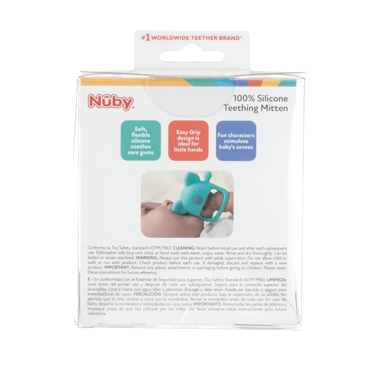 image:imageNuby Silicone Wrist Teething Mitten Baby Teether Ring 3 Months Provides Teething Relief for Babies and Toddlers Brown MonkeyBrown Monkey