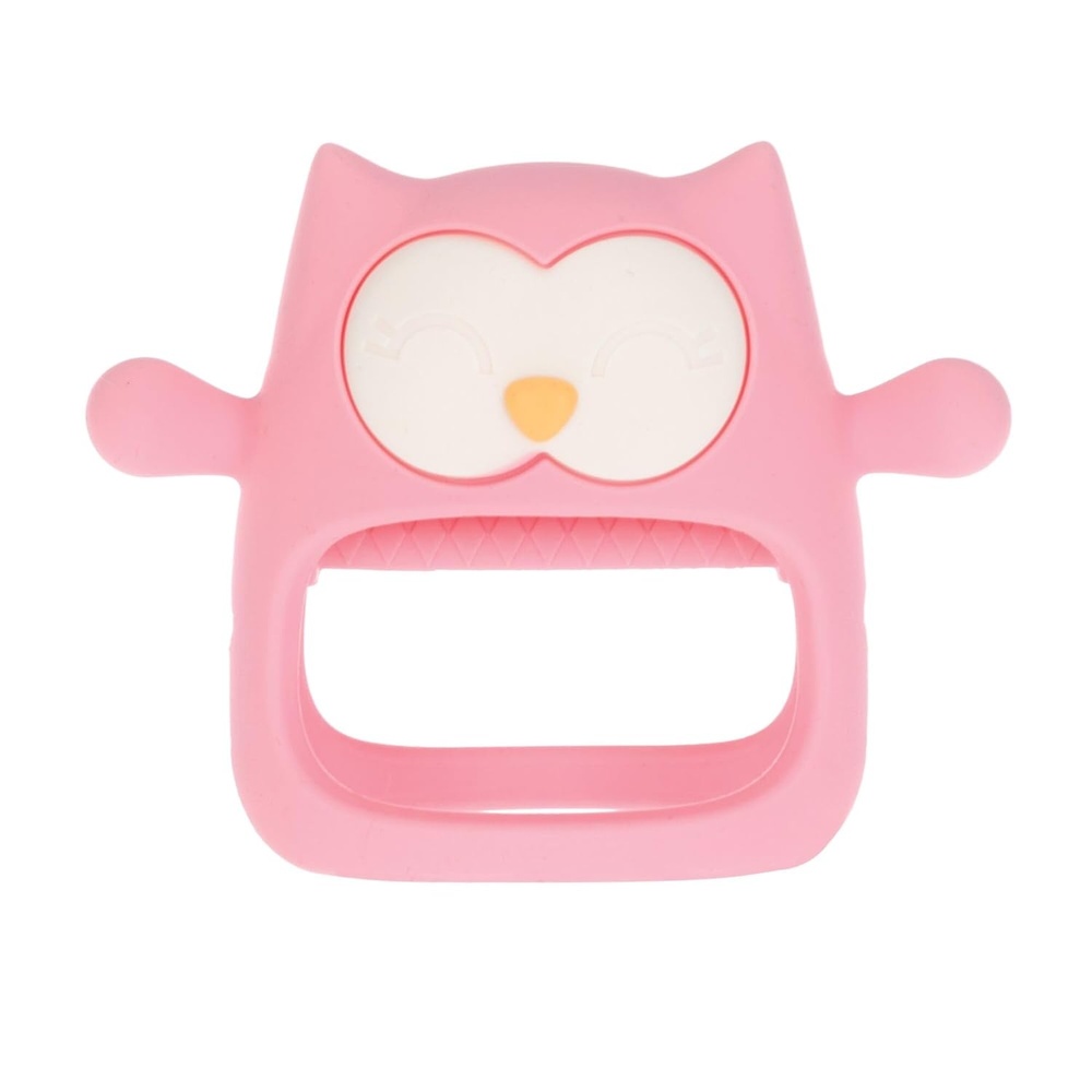 image:imageNuby Silicone Wrist Teething Mitten Baby Teether Ring 3 Months Provides Teething Relief for Babies and Toddlers Brown MonkeyPink Owl